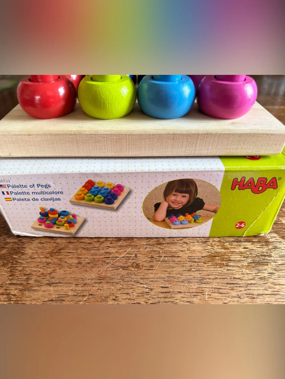 HABA Rainbow Whirls Wooden Sorting & Stacking Rings Shape Sorter